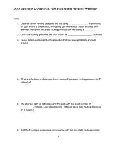 CCNA Exploration 2, Chapter 10.  “Link-State Routing Protocols” Worksheet