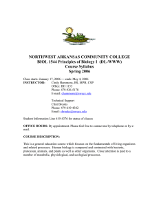 NORTHWEST ARKANSAS COMMUNITY COLLEGE Course Syllabus