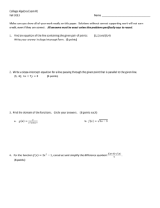College Algebra Exam #1 Fall 2013  Name __________________________________