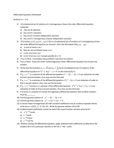 Differential Equations Worksheet Sections 4.1 – 4.6