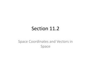 Section 11.2 Space Coordinates and Vectors in Space