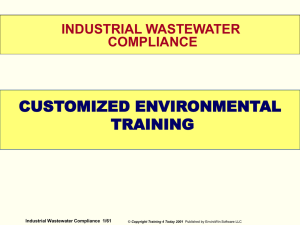 WELCOME CUSTOMIZED ENVIRONMENTAL TRAINING INDUSTRIAL WASTEWATER