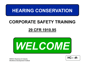 WELCOME HEARING CONSERVATION CORPORATE SAFETY TRAINING 29 CFR 1910.95