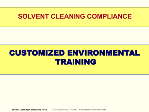 WELCOME CUSTOMIZED ENVIRONMENTAL TRAINING SOLVENT CLEANING COMPLIANCE