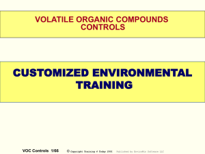 CUSTOMIZED ENVIRONMENTAL TRAINING VOLATILE ORGANIC COMPOUNDS CONTROLS