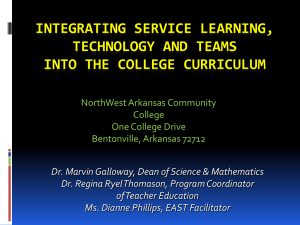 INTEGRATING SERVICE LEARNING, TECHNOLOGY AND TEAMS INTO THE COLLEGE CURRICULUM