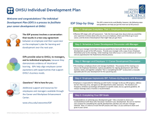 OHSU Individual Development Plan  IDP Step-by-Step Welcome and congratulations! The Individual