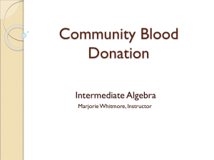 Community Blood Donation Intermediate Algebra Marjorie Whitmore, Instructor