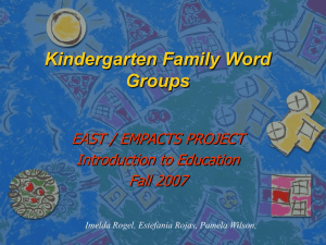 Kindergarten Family Word Groups EAST / EMPACTS PROJECT Introduction to Education