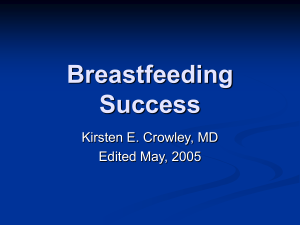 Breastfeeding Success Kirsten E. Crowley, MD Edited May, 2005
