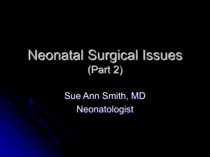 Neonatal Surgical Issues (Part 2) Sue Ann Smith, MD Neonatologist