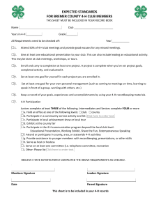 EXPECTED STANDARDS FOR BREMER COUNTY 4-H CLUB MEMBERS