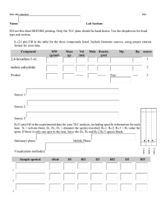 Fill out this sheet BEFORE printing. Only the TLC plate... Name: Lab Section:
