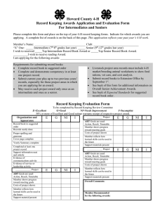 Howard County 4-H  Record Keeping Awards Application and Evaluation Form