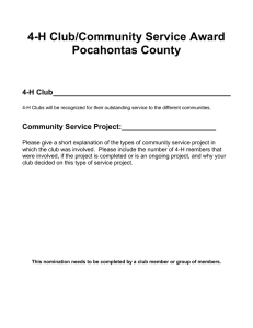 4-H Club/Community Service Award Pocahontas County  4-H Club