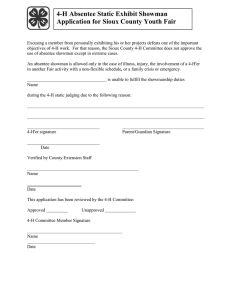4-H Absentee Static Exhibit Showman Application for Sioux County Youth Fair