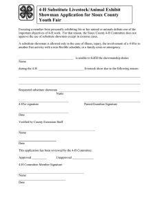 4-H Substitute Livestock/Animal Exhibit Showman Application for Sioux County Youth Fair