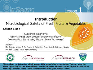 1 Lesson Introduction Microbiological Safety of Fresh Fruits &amp; Vegetables