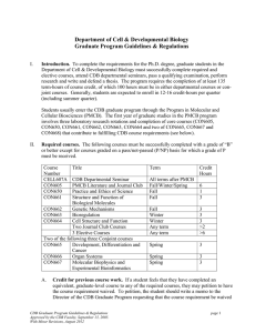 Department of Cell &amp; Developmental Biology Graduate Program Guidelines &amp; Regulations