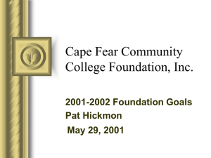 Cape Fear Community College Foundation, Inc. 2001-2002 Foundation Goals Pat Hickmon