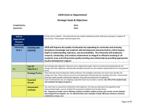 USCB {Unit or Department} Strategic Goals &amp; Objectives  Unit or