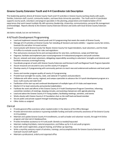 Greene County Extension Youth and 4-H Coordinator Job Description