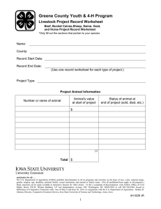 Greene County Youth &amp; 4-H Program Livestock Project Record Worksheet