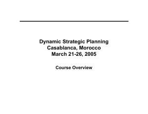 Dynamic Strategic Planning Casablanca, Morocco March 21-26, 2005 Course Overview