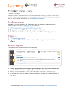 Learning Virbatim Users Guide  Principal Investigator