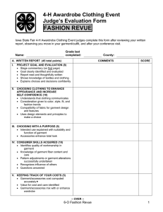 FASHION REVUE 4-H Awardrobe Clothing Event Judge’s Evaluation Form