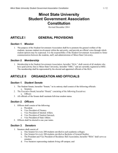 Minot State University Student Government Association Constitution ARTICLE