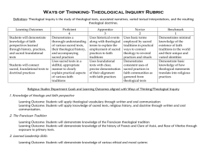 Ways of Thinking- Theological Inquiry Rubric
