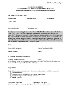 IRB Proposal Form, Page 1 HAMILTON COLLEGE HUMAN SUBJECTS INSTITUTIONAL REVIEW BOARD