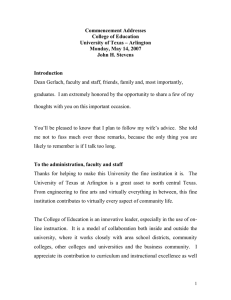 Commencement Addresses College of Education University of Texas – Arlington