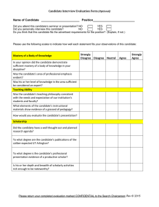 Candidate Interview Evaluation Form  Name of Candidate Position