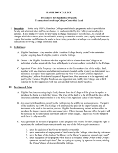 HAMILTON COLLEGE  Procedures for Residential Property Transactions Involving College-Controlled Land