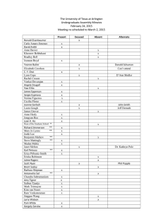 The University of Texas at Arlington Undergraduate Assembly Minutes February 24, 2015