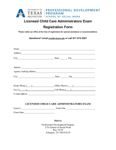 Licensed Child Care Administrators Exam Registration Form