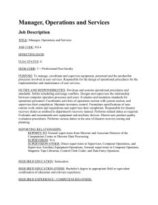 Manager, Operations and Services Job Description
