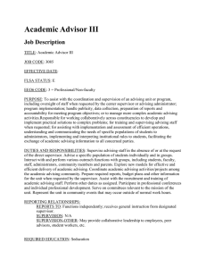 Academic Advisor III Job Description