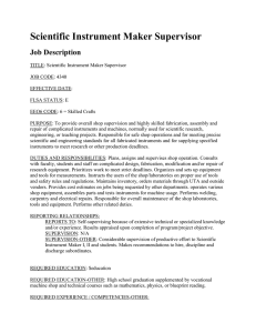 Scientific Instrument Maker Supervisor Job Description