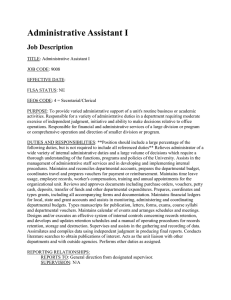 Administrative Assistant I Job Description