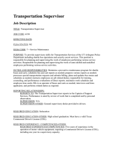 Transportation Supervisor Job Description
