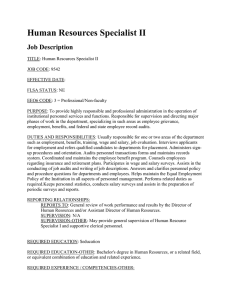 Human Resources Specialist II Job Description