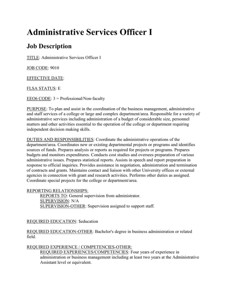 Administrative Officer Job Description