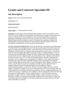 Grants and Contracts Specialist III Job Description