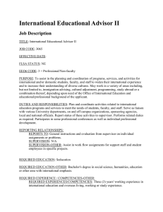 International Educational Advisor II Job Description
