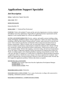 Applications Support Specialist Job Description