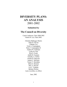 DIVERSITY PLANS: AN ANALYSIS 2001-2002 The Council on Diversity