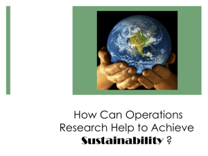 How Can Operations Research Help to Achieve ? Sustainability